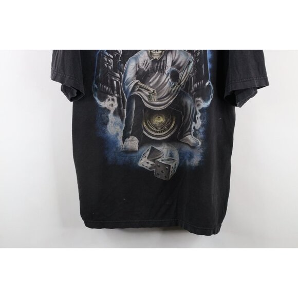 Vintage Y2K Streetwear Mens 2XL Distressed Skeleton Dice Hip Hop Rap T-Shirt - Picture 3 of 16
